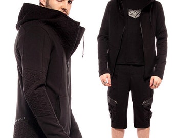 Nomad, anime inspired cyberpunk hoodie with cowl by Plastik Wrap, all sizes available.