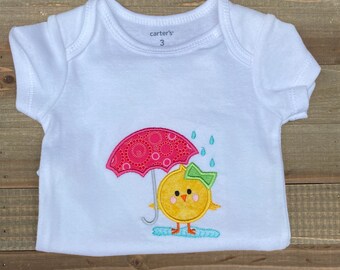 Spring showers baby onesie, infant bodysuit, toddler shirt, made to order