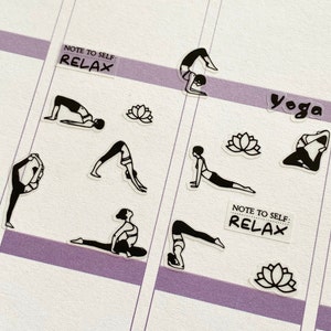 Yoga Stickers, Yoga Planner Stickers, Exercise Sticker, Fitness Journal Sticker, Fitness Stickers, Work Out Stickers, Clear Yoga Sticker