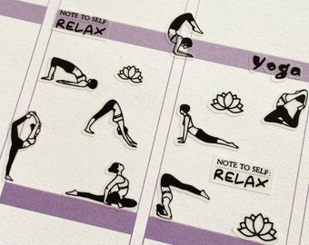 Yoga Stickers, Yoga Planner Stickers, Exercise Sticker, Fitness Journal Sticker, Fitness Stickers, Work Out Stickers, Clear Yoga Sticker