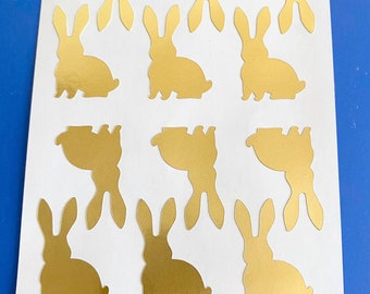 Gold Rabbit Sticker, Shiny Gold Rabbit Sticker, Gold Sticker Seal Rabbit, Rabbit Envelope Seal, Gold Bunny Sticker, Easter Bunny Stickers