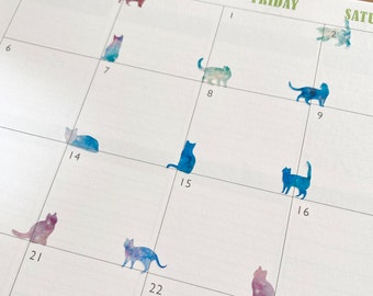 Galaxy Cat Stickers Translucent Planner, Bullet Journal, Cat Deco Stickers