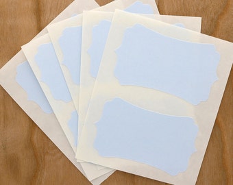 Pastel Blue Sticker Labels Rectangle Bracket Custom