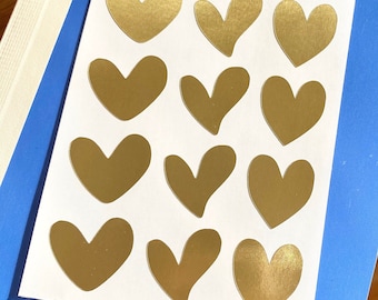 Large Gold Heart Sticker Seals, Heart Envelope Seal Gold, Gold Foil Sticker Hearts, Gold Foil Heart Seals Packaging