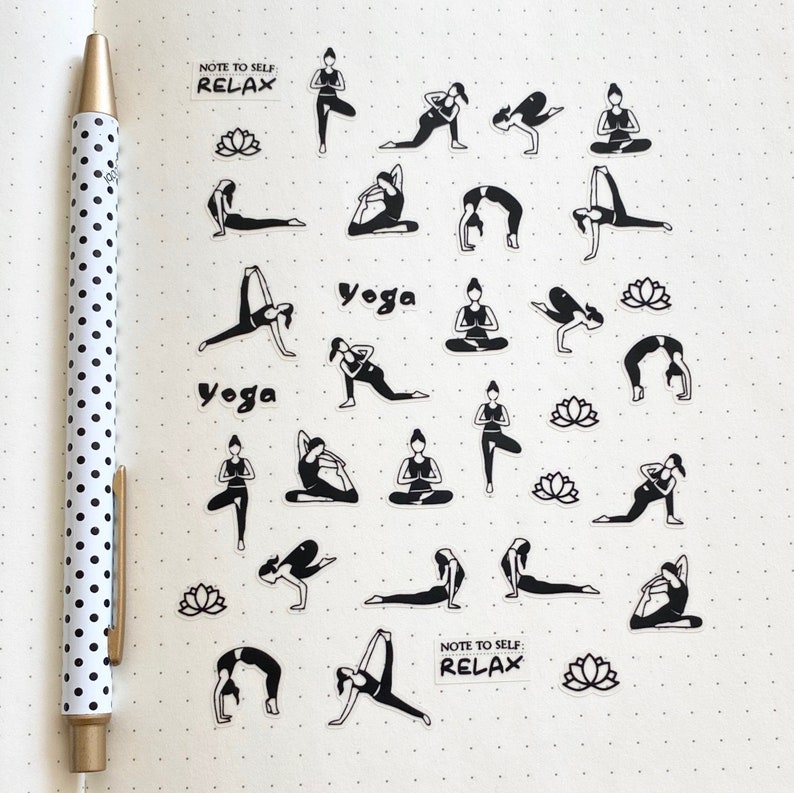Yoga Stickers Yoga Planner Stickers Exercise Sticker Etsy