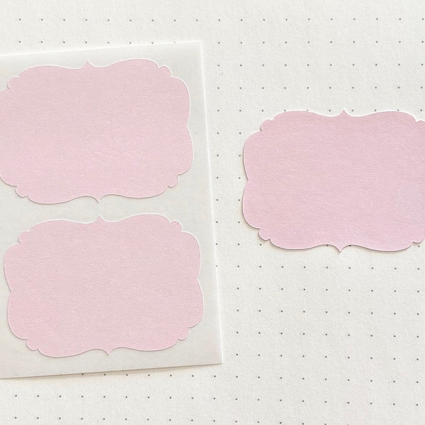 Pastel Pink Labels Blank, Fancy Flourish Sticker Labels, Rectangle Label Custom, Pink Sticker Labels