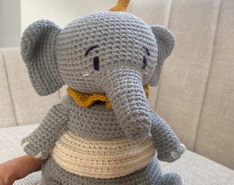 Crochet Amigurumi Elephant Stacking Toy – Montessori-Inspired Skill-Building Game