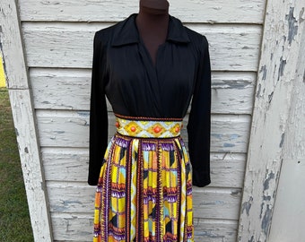 Vintage Retro 70s 1970s Beaded Jeweled BOHO Pop Art Maxi Dress