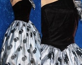 Vintage 60s 1960s One Shoulder Velvet Holiday Prom Party Mad Men Dress Lame