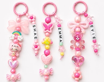 Custom Name Bag Charm Keychain, First Day of School, Kids Gift, Girl Gifts, Backpack Name Tag, Personalized Gift