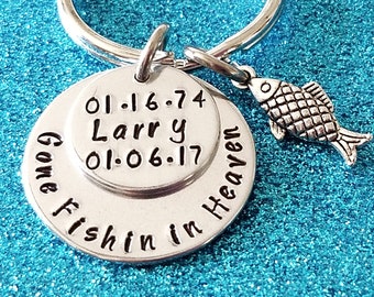 Personalized Memorial Keychain, Memory of Dad Fishing Keychain, Loss of Son Memorial Keychains, Sympathy Gift for Son, Loss of Best Friend