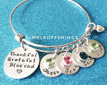 Grandma Gift, Personalized Grandma Bracelet with grandkids names and birthstones, Custom Nana or Grandma Jewelry, Grandmother Christmas Gift