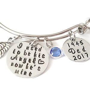 Memorial Gift for Loss of Father, Sympathy Gift for loss of Father, Memorial Bangle Bracelet, Loss of Dad, In Loving Memory of Father Gift