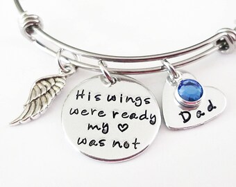 Personalized Memorial Bracelet, His Wings were Ready, Loss of Son, Loss of Brother, Remembrance Bracelet, Memorial Jewelry, Memory Bracelet