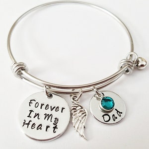 Memorial gift dad, Loss of father, Sympathy Gift Father, Memorial Bracelet, Forever in my Heart, In Loving Memory Dad, Remembrance Jewelry