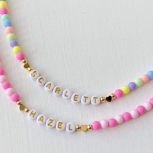 Kids Custom Beaded Name Necklace, Bright Colorful Beads Name Necklace, Childrens Jewelry, Girls Birthday Gift, Little Girls Easter Gift image 1