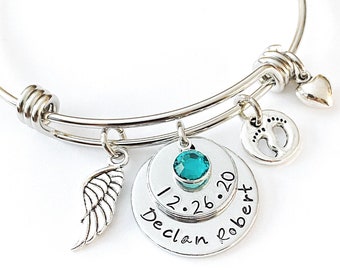 Memorial Bracelet: Child Loss Remembrance Jewelry, Birthstone Charm