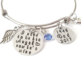 Memorial Gift for Loss of Father, Sympathy Gift for loss of Father, Memorial Bangle Bracelet, Loss of Dad, In Loving Memory of Father Gift