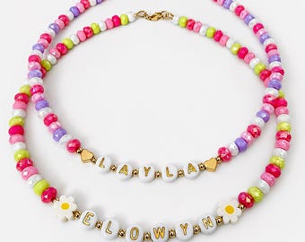 Toddler Girls Name Necklace, Custom Kids Bracelet, Girls Jewelry, Girls Birthday Gift,  Preschool Gift, Back to School Gift