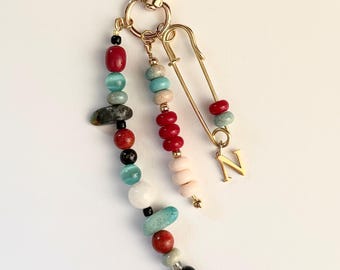 Personalized Bag Charm - Custom Initial Keychain, Beaded Purse Jewelry, Birthday Gift for Her