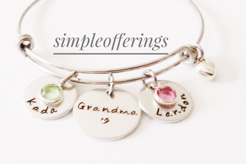Personalized Grandma Bangle Bracelet Hand Stamped Grandma Bracelet, Grandma Gift, Grandma Jewelry, Nana Bracelet, Custom Grandma Gift image 7