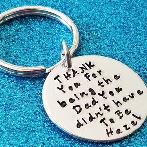 Fathers Day Gift Stepdad gift, stepfather gift, step parent gifts, fathers day gift for stepdad, handstamped keychain, gift for dad image 2