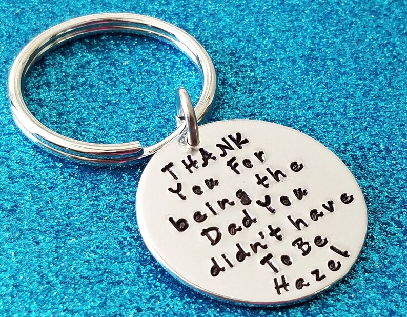 Fathers Day Gift Stepdad gift, stepfather gift, step parent gifts, fathers day gift for stepdad, handstamped keychain, gift for dad image 2