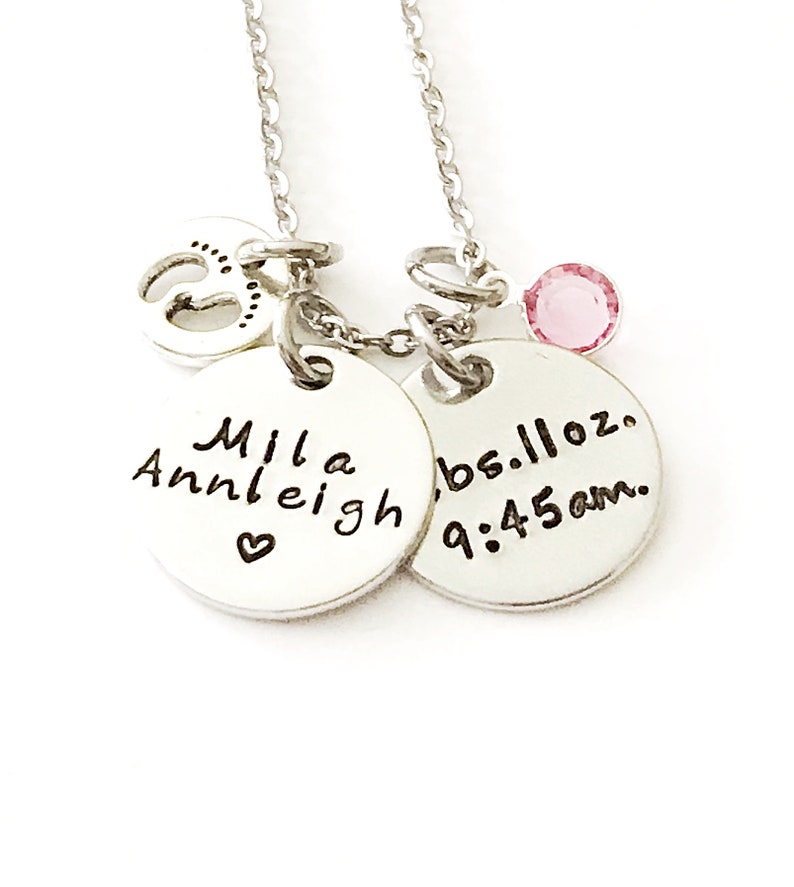 Baby Name Necklace for New Mom Birth Stats Necklace Etsy