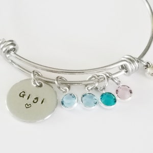 Personalized Birthstone Bangle Bracelet, Christmas gift for Grandma, Custom Grandchildren gift for Grandma, Nana, Gigi, Meme Jewelry image 4