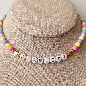 Kids Custom Beaded Name Necklace, Bright Colorful Beads Name Necklace, Childrens Jewelry, Girls Birthday Gift, Little Girls Easter Gift image 5