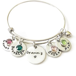 Personalized Grandma Bangle Bracelet Hand Stamped Grandma Bracelet, Grandma Gift, Grandma Jewelry, Nana Bracelet, Custom Grandma Gift image 6