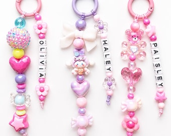 Personalized Name Keychain, Custom Bag Charm, Kids Backpack Accessories, Girl Gifts