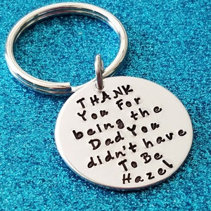 Fathers Day Gift Stepdad gift, stepfather gift, step parent gifts, fathers day gift for stepdad, handstamped keychain, gift for dad image 1