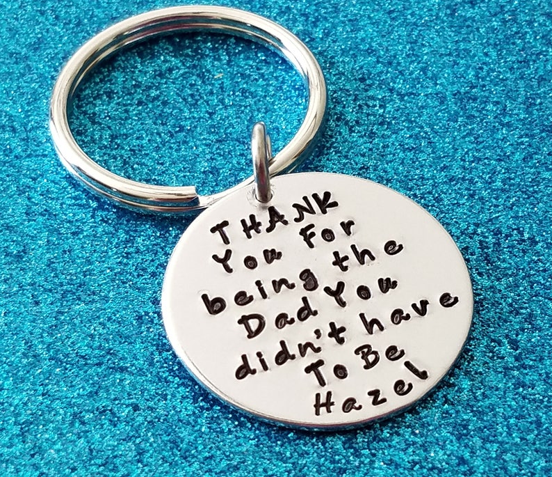 Fathers Day Gift Stepdad gift, stepfather gift, step parent gifts, fathers day gift for stepdad, handstamped keychain, gift for dad image 1