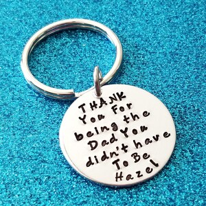 Fathers Day Gift Stepdad gift, stepfather gift, step parent gifts, fathers day gift for stepdad, handstamped keychain, gift for dad image 3