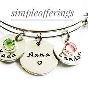 Personalized Nana Bracelet - Hand Stamped Nana Bracelet, Nana Bangle, Nana Gift, Grandma Jewelry, Nana Jewelry, Mothers Day Gift