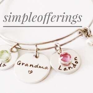 Personalized Grandma Bangle Bracelet Hand Stamped Grandma Bracelet, Grandma Gift, Grandma Jewelry, Nana Bracelet, Custom Grandma Gift image 4