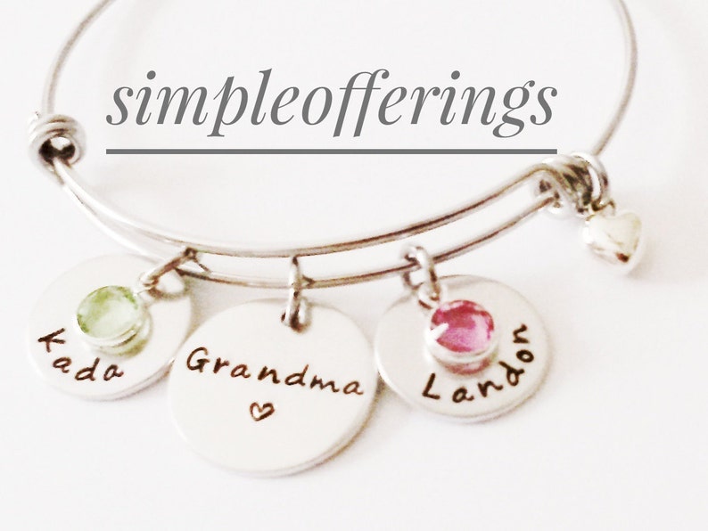 Personalized Grandma Bangle Bracelet Hand Stamped Grandma Bracelet, Grandma Gift, Grandma Jewelry, Nana Bracelet, Custom Grandma Gift image 4