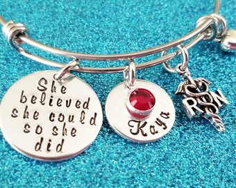 RN Bangle Bracelet, RN Graduation Gift, Registered Nurse Gift, rn Gifts, Nurse Bracelet, Personalized RN bracelet, Registered Nurse Gift