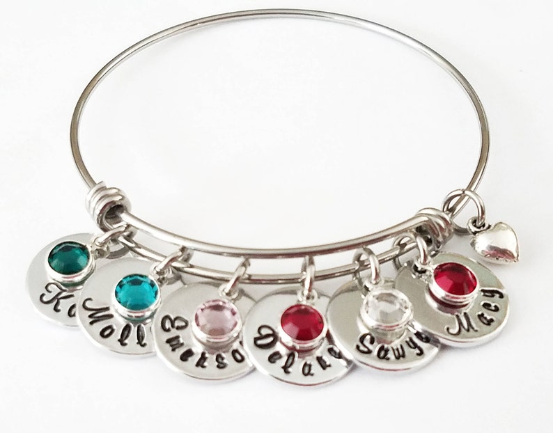 Personalized Mother's Bangle Bracelet Family Names and Etsy
