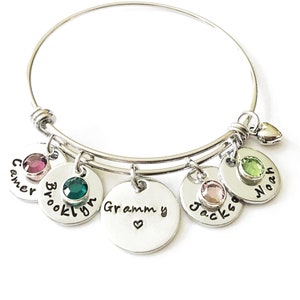 Personalized Grandma Bangle Bracelet Hand Stamped Grandma Bracelet, Grandma Gift, Grandma Jewelry, Nana Bracelet, Custom Grandma Gift image 5