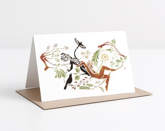 A7 Card - Interconnectedness (Invasive plant pigment art)