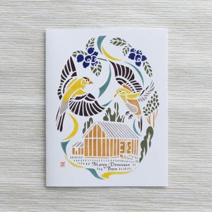 Cartão A2: Pintassilgos americanos na Sociedade Histórica de Austerlitz, Condado de Columbia / Arte no interior do estado de Nova York / Arte de pássaros / Presente para observador de pássaros