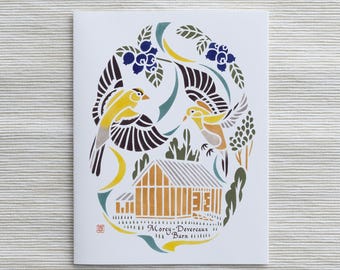 A2 Card  American Goldfinches at Austerlitz Historical Society, Columbia County (SKU: BH023)
