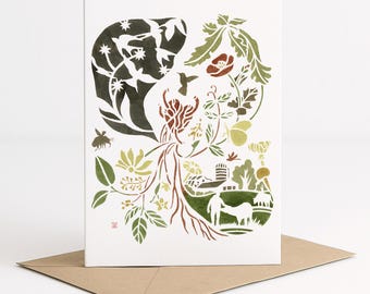 A7 Card - Biodynamic Farming (Invasive plant pigment art)
