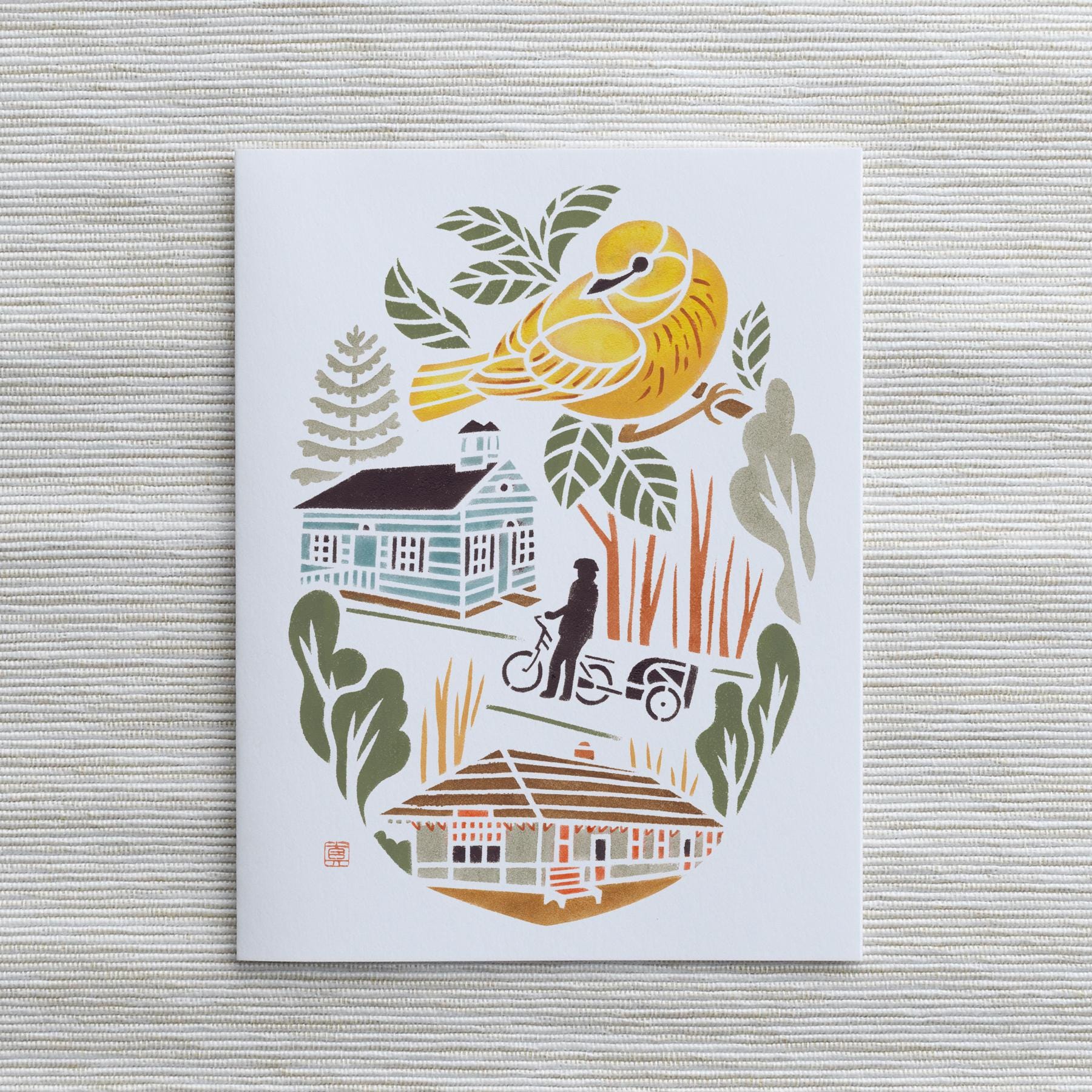 A2 Card: Yellow Warbler in Millerton, Dutchess County / Harlem Valley Rail Trail / Upstate New York Art / Bird Art / Gift for Birder