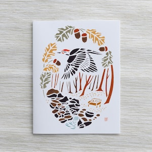 Cartão A2: Pica-pau-bico-de-marfim na Reserva Falling Waters / Arte do norte do estado de Nova York / Arte de pássaros / Pássaros do nordeste / Presente para observador de pássaros