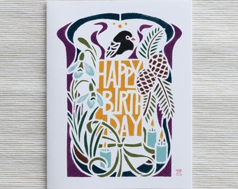 A2 Card Winter Birthday - Dark-eyed Junco (SKU: FSB04)