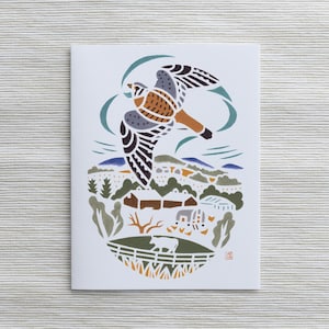 Carte A2 : Crécerelle d'Amérique à Sky High Farm, Pine Plains, comté de Dutchess / Art du nord de l'État de New York / Art d'oiseaux / Cadeau pour ornithologue amateur