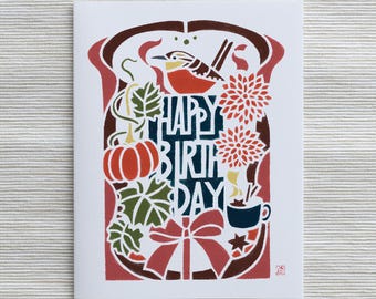 A2 Card Autumn Birthday - Carolina Wren (FSB03)